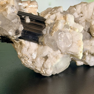 Black Tourmaline with Quartz on Feldspar