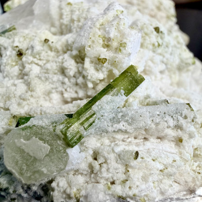 Green Tourmaline with Quartz and Mica