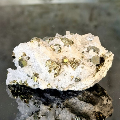 Pyrite with Quartz Crystal Cluster on Matrix — Fool's Gold & Clear Quartz Combo | Peru