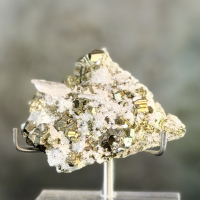 Pyrite with Quartz Crystal Cluster on Matrix — Fool's Gold & Clear Quartz Combo | Peru