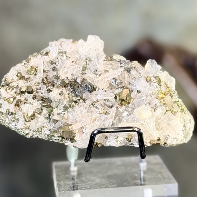 Rainbow Pyrite with Quartz on Matrix — Iridescent Peacock Pyrite Cluster | Peru