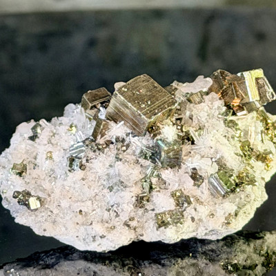 Rainbow Pyrite with Quartz on Matrix — Iridescent Peacock Pyrite Cluster | Peru