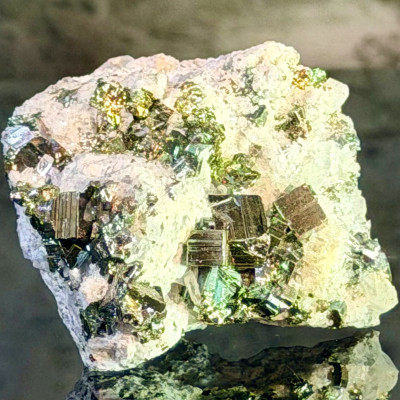 Rainbow Pyrite with Quartz on Matrix — Iridescent Peacock Pyrite Cluster | Peru