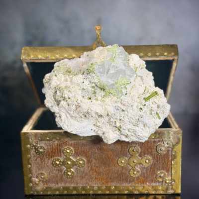 Green Tourmaline & Lepidolite Specimen — Pegmatite Combination