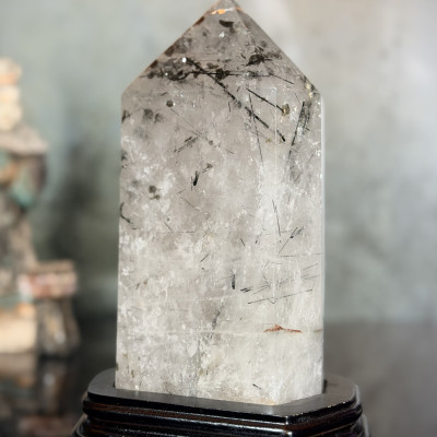 Black Tourmaline in Quartz Tower