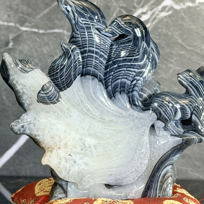 Nine Tail Fox - Black and White Banded Calcite
