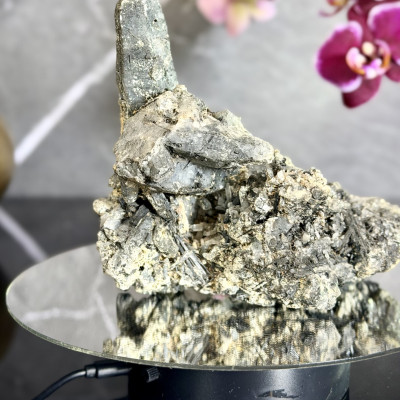 Black Tourmaline with Quartz and Rutile Inclusion