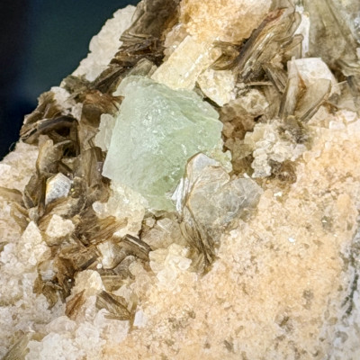 Fluorite with Muscovite Mica — Skardu, Pakistan | UV Fluorescent + Tenebrescent | Cabinet Specimen