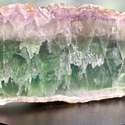 Large Rainbow Fluorite Slab | Green Purple Banding | UV Fluorescent